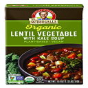 Dr. McDougall's Right Foods オーガニックレンズ豆野菜、ケールビーガンスープ付き、18オンス（6個パック）グルテンフリー、USDAオーガニック、非GMO、油無添加、持続可能に管理された認定森林からの紙パック Dr. McDougall's Right Foods Organic Lentil Vege