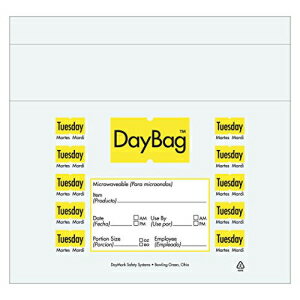 楽天GlomarketDayMark Safety Systems IT110917 Day of the Week Trilingual Portion Bag、火曜日、10 