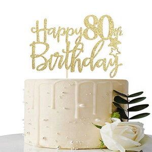 Maicaiffe Gold Glitter Happy 80th Birthday Cake Topper,Hello 80, Cheers to 80 Years,80 & Fabulous Party Decoration