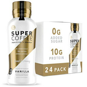 Super Coffee, Keto Protein Coffee (0g Added Sugar, 10g Protein, 70 Calories) Vanilla 12 Fl Oz, 24 Pack Iced Smart Coffee Drinks