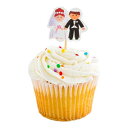 Restaurantware Top Cake Wedding Cupcake Toppers, 100 Jewish Couple Bridal Shower Cupcake Toppers - For Engagement And Bachelorette Parties, Dessert Decorations, Paper Bride And Groom Cupcake Toppers