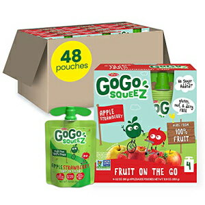 楽天GlomarketGoGo squeeZ Fruit on the Go, Apple Strawberry, 3.2 oz. （48 Pouches） - Tasty Kids Applesauce Snacks Made from Apples & Strawberries - Gluten Free Snacks for Kids - Nut & Dairy Free - Vegan Snacks