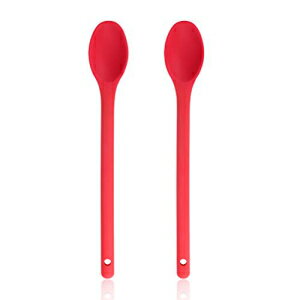 Baker Boutique Silicone Nonstick Kitchen Spoon Set 2-Piece, BPA Free, Heat-Resistant Cooking Spoons Set for Stirring, Scooping and Mixing, Red