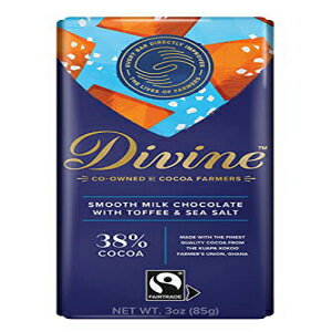 チョコレート, その他 Divine Chocolate Bars - Milk Chocolate with Toffee Sea Salt - Made with Fairtrade Cocoa, Natural Ingredients, No Artificial Flavors 3oz. Bars (12 Pack)