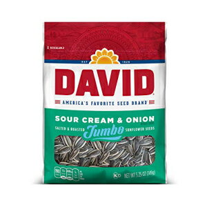 DAVID サワークリーム & オニオン ジャンボ ヒマワリの種、ケトフレンドリー、5.25 オンスの再密封可能なバッグ DAVID Sour Cream & Onion Jumbo Sunflower Seeds, Keto Friendly, 5.25 oz Resealable Bag