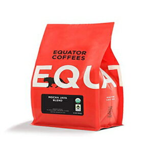 Equator Coffees & Teas モカ ジャワ ブレンド、ロースト、挽いたコーヒー、フェアトレード & オーガニック、12 オンス袋 Equator Coffees & Teas Mocha Java Blend, Roasted, Ground Coffee, Fair Trade & Organic, 12 Ounce bag