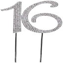 Hatcher lee Bling NX^ 16 aP[L gbp[ - ō̋LOi | 16th p[eB[fR[V Vo[ Hatcher lee Bling Crystal 16 Birthday Cake Topper - Best Keepsake | 16th Party Decorations Silver