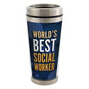 世界最高のソーシャルワーカー16オンスステンレススチールトラベルマグ、蓋付き Elanze Designs World's Best Social Worker 16 Oz Stainless Steel Travel Mug with Lid