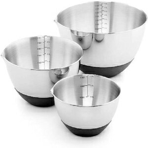 マーサスチュワートコレクションノンスキッドミキシングボウル、測定値付き、3個セット Martha Stewart Collection Non-Skid Mixing Bowls with Measurements, Set of 3