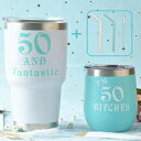 MEANT2TOBE 50th Birthday Gifts for Women, 50 and Fabulous Tumbler, 50 and Fabulous Tumbler for Women, 50th Birthday Tumbler Set, 50th Birthday Presents for Friends, Sister, Her, 50th Birthday Gifts Idea