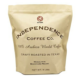 Independent Coffee Co. Madalyn's Backyard ピーカン風味のまろやかなボディ、ライトロースト全粒コーヒー、5ポンドバッグ Independence Coffee Co. Madalyn's Backyard Pecan Flavored Mellow Body, Light Roast Whole Bean Coffee, 5 Pound Bag