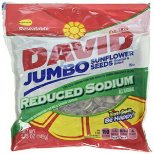 David's ヒマワリの種、減塩、5.25 オンス、パッケージは異なる場合があります David's Sunflower Seeds, Reduced Salt, 5.25 oz, Pack may vary