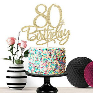Ewivi Eiveny Gold Happy 80th Birthday Cake Topper,Hello 80, Cheers to 80 Years,80 & Fabulous Par..