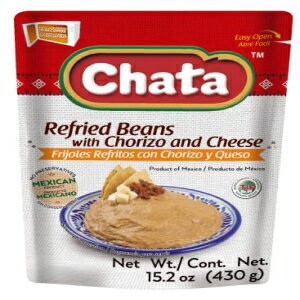 Chata Refried Beans Chorizo & Cheese Pouch | Practical + Delicious | Ready-to-Eat | No Preservatives | 15.2 Ounce (Pack of 1)