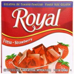 ロイヤルバイリンガルゼラチン、無脂肪デザートミックス、ストロベリー、2.8オンス（12個パック） Royal Bilingual Gelatin, Fat Free Dessert Mix, Strawberry ,2.8 Ounce (Pack of 12)