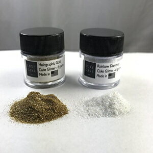 OWA[ P[L Ob^[A12 OAč (C{[ & zOtBbN S[h (2 pbN)) Luxury Cake Glitter, 12 grams, USA Made (Rainbow & Holographic Gold (2 pack))