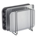 mDesign Steel Large Storage Tray Organizer Rack for Kitchen Cabinet - Organizer Divider Holder w/ 5 Slots for Skillets, Frying Pan, Pot Lid, Cutting Board, Baking Sheet - Concerto Collection - Chrome