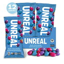 UNREAL Dark Chocolate Peanut Gems | Certified Vegan Fair Trade, Non-GMO | Made with Gluten Free Ingredients and Colors from Nature | No Sugar Alcohols or Soy | 12 Snack Packs