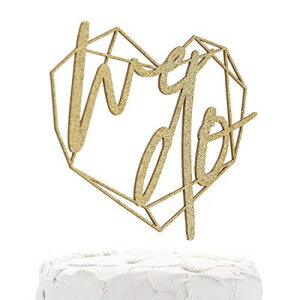NANASUKOウエディングケーキトッパー-私たちは-モダンな幾何学的なハートフレーム付き-両面ゴールドグリッター-プレミアム品質のアメリカ製 NANASUKO Wedding Cake Topper - we do - with Modern Geometric Heart Frame - Double Sided Gold Glitter - P