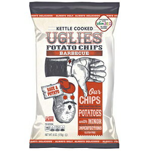 UGLIES ケトル調理バーベキューポテトチップス 4 パック - グルテンフリー、コーシャー、非遺伝子組み換えスナック - 6 オンスバッグ UGLIES 4 Pack Kettle Cooked Barbecue Potato Chips - Gluten Free, Kosher, Non-GMO Snack - 6 oz Bags