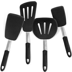 MICHELANGELO 4-Piece Silicone Spatula Turner Set, Large Spatulas Silicone Heat Resistant, Extra Large and Wide Spatulas for Cooking Eggs, Pancakes and Fish in Nonstick Cookware
