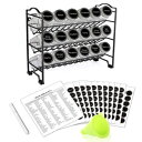 SWOMMOLY Spice Rack Organizer with 18 Empty Square Spice Jars, 396 Spice Labels with Chalk Marker and Funnel Complete Set, Spice Organizer for Countertop, Cabinet or Wall Mount