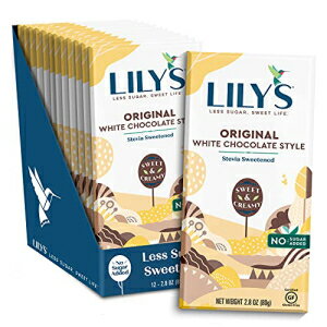 Original White Chocolate Style Bar By Lily's Sweets | Botanically Sweetened with a Stevia Blend, No Added Sugar, Low-Carb, Keto Friendly | Fair Trade, Gluten-Free & Non-Gmo | 2.8 Ounce, 12 Pack