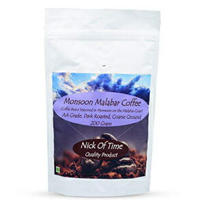 ニック・オブ・タイム ピュア＆オリジナル モンスーン マラバル コーヒー AA グレード ピュア アラビカ ダーク ロースト グラウンド (200g/7.1 オンス) Nick of Time Pure and Original Monsoon Malabar Coffee AA Grade Pure Arabica Dark Ro 1
