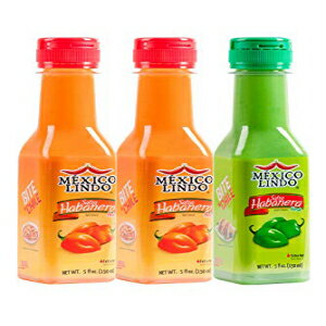 Mexico Lindo Hot Sauce Variety Pack | Includes Two Red Habanero & One Green Habanero Hot Sauces | 5 Fl Oz Bottles (Pack of 3)