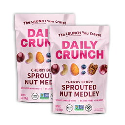Daily Crunch Sprouted Almonds, Cherry Berry Nut Medley, Mixed Sprouted Nuts, Blueberries and Cherries, 5 Ounce Resealable Bags, Pack of 2 – Sprouted and Dehydrated for a Unique Crunch, Keto Friendly, Non-GMO, Sal
