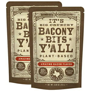 It's Jerky Y'all All Y'alls Foods Vegan Bacon Bits - Big and Crunchy - Plant Based, Non-GMO, Gluten Free, High Protein (2-Pack)