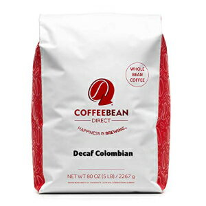 コーヒー豆ダイレクト デカフェ コロンビア、全豆コーヒー、5 ポンド袋 Coffee Bean Direct Decaf Colombian, Whole Bean Coffee, 5-Pound Bag
