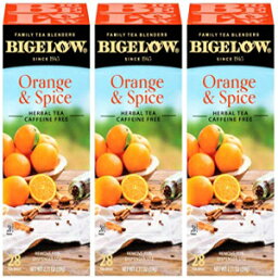 ビゲローオレンジ＆スパイスハーブティー28カウントボックス（3パック）カフェインフリーのなだめるようなハーブティー甘く柑橘系のお茶とハーブツイストをホイルで包んだバッグ Bigelow Tea Bigelow Orange & Spice Herbal Tea 28-Count Box (Pack of 3) C