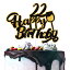 AERZETIX Cheers Happy 22nd Birthday Cake Topper Black Gold Glitter Cheers to 22 Years Old Bday Wine Glass Sign Party Decoration Supplies
