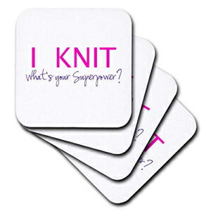 3dRose CST_194452_1 I Knit Whats Your Superpower Fun Gift for Knitters Knitting Love Soft Coasters, Set of 4