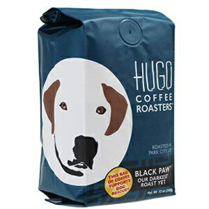 ヒューゴ コーヒー グラウンド ブラック パウ ダーク フレンチ ロースト ダーク チョコレート、焦がし砂糖、スパイス添え テイスティング ノート | ヒューゴは犬の救助をサポート (12 オンス) Hugo Coffee Ground Black Paw Dark French Roast wi