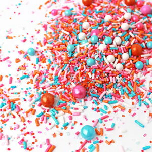 SPRINKLE POP Sorbeto Sprinkles Mix| Summer Spring Birthday Cake Cupcake Cookie Edible Sprinkles| Ice Cream Candy Decorating Sprinkles Toppers| Pastel Pink Orange Blue White Colorful Sprinkles, 8OZ