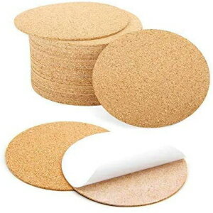 Blisstime 80 Pcs Self-Adhesive Cork Round for DIY Coasters, 4