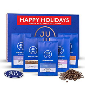 Unknown JUJU Coffee Beans Sampler Pack - Whole Bean Coffee - 100% Delicious Gourmet Arabica Beans - Fresh Roasted Coffee And JUJU Coaster (5 Bags of 2oz)