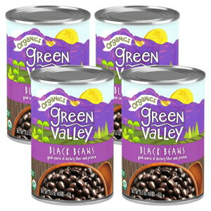 Green Valley Organics Black Beans | Certified Organic | Deliciously Tender, Creamy & Mild | Deep Dark Skin | Good Source of Dietary Fiber & Protein | 15.5 oz can (Pack of 4)