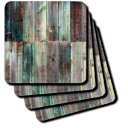 ^[RCYƃuẼfBXgXgEbhZ~bN^CR[X^[3dRoseʐ^A4ZbgiCST_213532_3j 3dRose Photograph of Turquoise and Brown Distressed Wood-Ceramic Tile Coasters, Set of 4 (CST_213532_3)