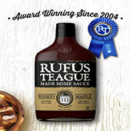 Rufus Teague- Award Winning America Made Whiskey Maple BBQ Sauce -16oz. Made with Real Whisky and Maple- All Natural Ingredients. Ideal for Grilling, Roasting, Broiling or Smoking. (1 Bottle)