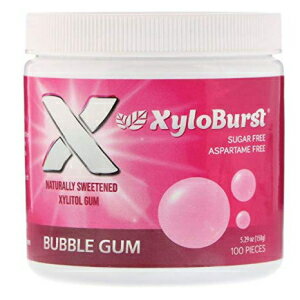 XyloBurst 100LVg[AVR`[CKAouK100JEgW[i3pbNjGMOAr[KAAXpe[t[AVK[t[ XyloBurst 100% Xylitol, Natural Chewing Gum, Bubble Gum 100 Count Jar (3 Pack) Non GMO, Veg