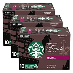 Starbucks Coffee K-Cup Pods, French Roast, Dark Roast Ground Coffee K-Cups for Keurig Brewers, 100% Arabica Coffee, 10 CT K-Cup Pods/Box (Pack of 3 Boxes)