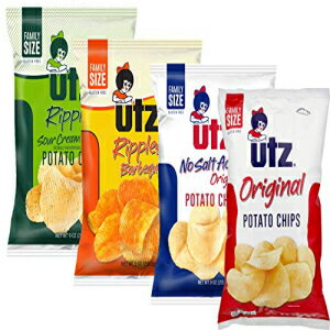 Utz Quality Foods9オンス。ファミリーサイズのバラエティ4パックポテトチップス（オリジナル、無塩、バーベキュー、サワークリーム、オニオン） Utz Quality Foods 9 oz. Family Size Variety 4- Pack Potato Chips (Original, No Salt, BBQ, Sour