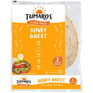 Tumaro's 8 インチ カーブ ワイズ ラップ - ハニーウィート - 6 個入りケース - 8 枚 Tumaro's 8 Inch Carb Wise Wraps - Honey Wheat - Case of 6 - 8 Count