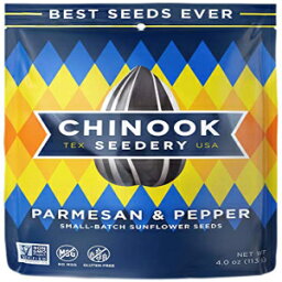 Chinook Seedery Roasted Sunflower Seeds - Jumbo Seeds Keto Snacks - Best For Snack Packs - Gluten Free, Non GMO Snack Food Gifts - 4 ounce (Pack of 12) - Parmesan & Pepper Flavor