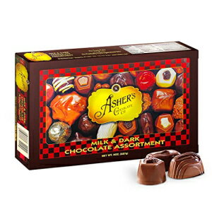 Asher's Chocolates、ミルクチョコレートとダークチョコレートの詰め合わせ、コーシャーチョコレートの小ロット、1892年以来家族経営、チョコレートの詰め合わせギフトセット(16個、8オンス) Asher's Chocolates, Milk and Dark Chocolate Assortment, Small