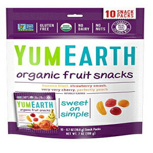 YumEarth オーガニックフルーツスナック、1パックあたりスナックポーチ10個、7オンス（12個パック） YumEarth Organic Fruit Snacks, 1..