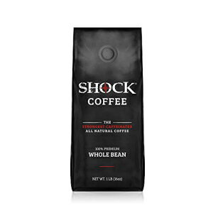 ショックコーヒーホールビーン。最強のカフェイン入りオールナチュラルコーヒー、通常のコーヒーよりも最大50％多いカフェイン、1ポンド Shock Coffee Whole Bean. The Strongest Caffeinated All Natural Coffee, Up to 50% More Caffeine than Regular